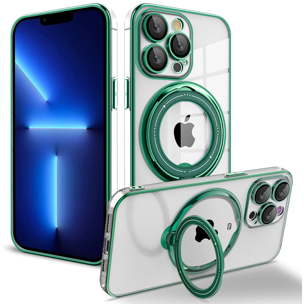 Shockproof Case for iPhone 13 Pro 6.1 inch PC TPU Phone Shell Rotating Kickstand Back Cover Compatible with MagSafe Shockproof Case for iPhone 13 Pro 6.1 inch PC TPU Phone Shell Rotating Kickstand Back Cover Compatible with MagSafe